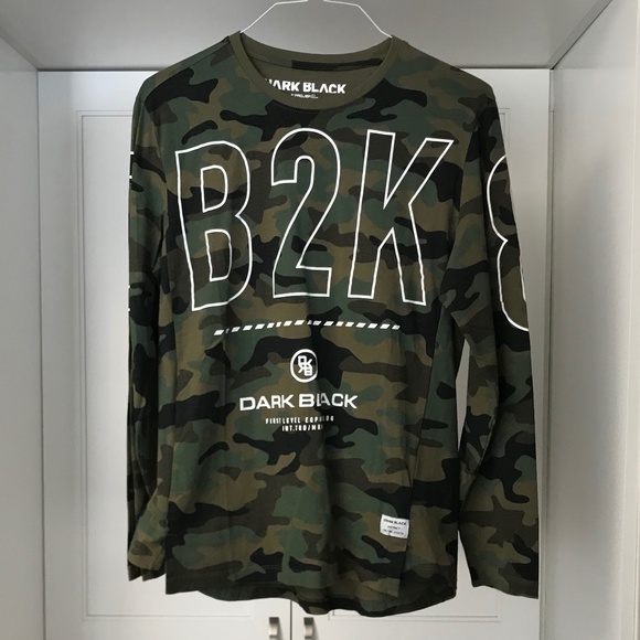Dark Black B2K Camouflage Long Sleeve Men’s Medium Shirt Montreal - Picture 1 of 6